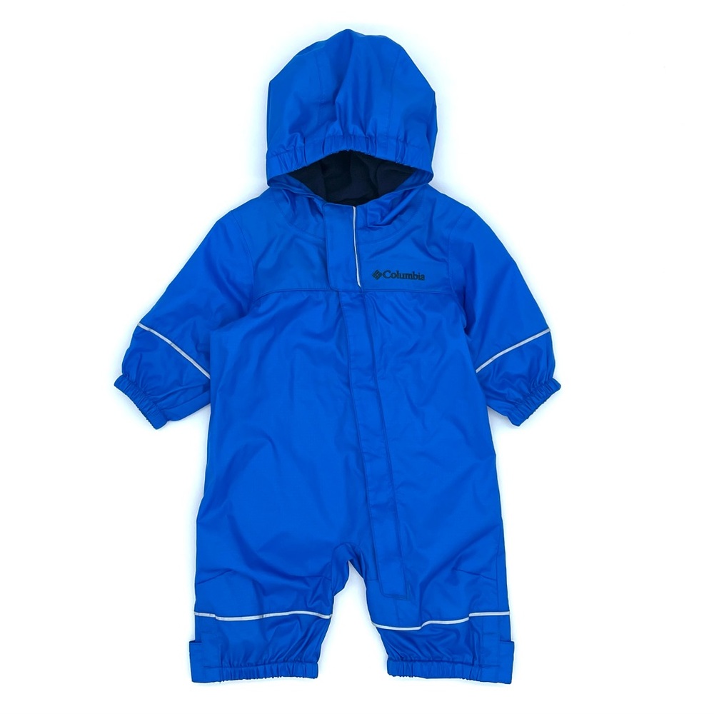 Columbia Infant Waterproof Blue Hooded Rain Suit Unlined Waterproof Shell 0-3M